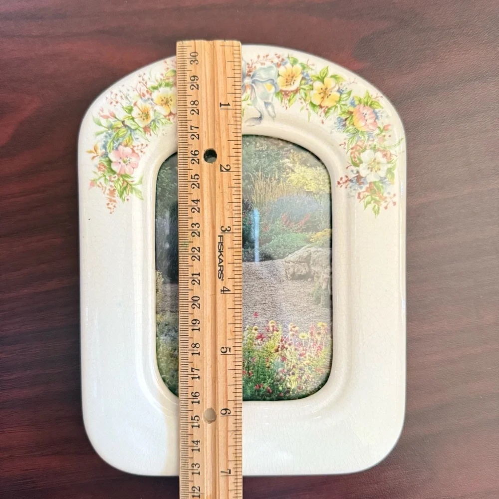 Vintage Hallmark Floral Pattern  Porcelain Picture Frame, Cottage Gramma Core